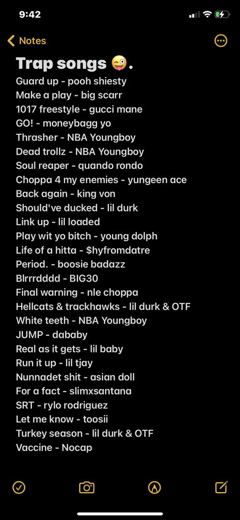 Music Playlist Names Ideas Rap, Good Trap Songs, Rap Song Playlist Names, Songs That Have Deep Meaning, Songs To Play When You Have The Aux Cord, Trap Music Playlist Names, Thug Playlist Names, Rap Playlist Names Apple Music, Best 2000s Songs Playlists