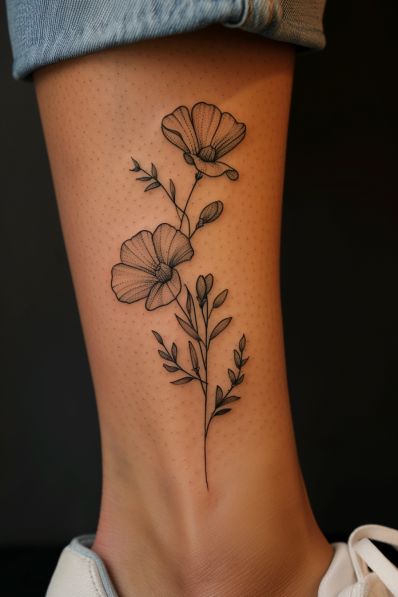 22+ April Birth Flower Tattoo Ideas April Birth Flower Tattoo Ideas, April Birth Month Tattoo, April Flower Tattoo Birth Month, April Tattoo Ideas Birth Month, Daisy And Sweet Pea Tattoo, August Tattoo Ideas, April Flower Tattoo, October Flower Tattoo, Sweet Pea Flower Tattoo