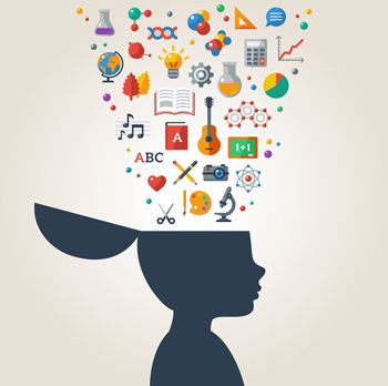 Silhouette with education icons and symbols in their head. Ngss Science, Second Grade Science, Boy Silhouette, Kid Science, Interdisciplinary Studies, First Grade Science, School Icon, Easy Science Experiments, Kindergarten Science