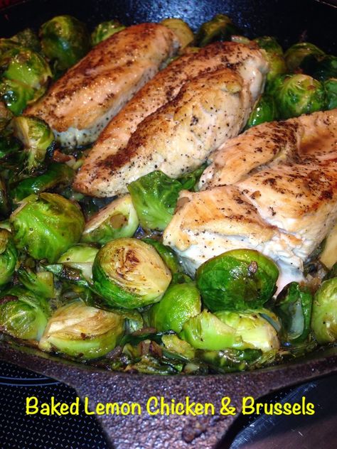 Boots Up Y'all : Baked Lemon Chicken & Brussels - South Beach Day 3 Chicken And Brussel Sprouts, South Beach Phase 1, South Beach Recipes, South Beach Diet Recipes, Baked Lemon Chicken, Beach Recipes, Ideal Protein Recipes, South Beach Diet, Beach Meals