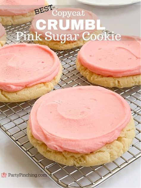 Crumble Sugar Cookie Recipe, Crumbl Pink Sugar Cookie, Homemade Crumbl Cookies, Copycat Crumble, Crumbl Sugar Cookies, Pink Sugar Cookie Recipe, Pink Sugar Cookies, Crumble Cookie Recipe, Crumble Cookie