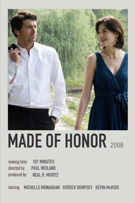 Romance Movie Poster, Polaroid Movie Poster, Romcom Movies, Kevin Mckidd, Film Polaroid, Movie Hacks, Made Of Honor, Rom Coms, Movie Card