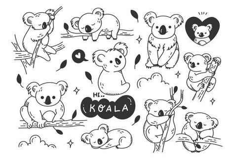 Australia Doodles, Fine Line Koala Tattoo, Koala Bear Tattoo, Koala Tattoo Cute, Cute Koala Tattoo, Simple Koala Tattoo, Cute Koala Drawing, Koala Tattoo Ideas, Koala Drawing Simple