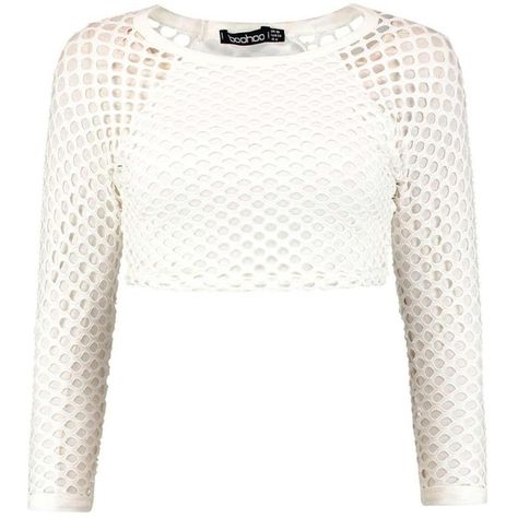 Una 3/4 Sleeve Large Fishnet Crop Top ❤ liked on Polyvore featuring tops, crop top, crop tops, three quarter sleeve tops, fishnet crop top, white 3 4 sleeve top and white fishnet top White Fishnet Top, Fishnet Shirt, Fishnet Crop Tops, White Fishnets, Fishnet Top, Three Quarter Sleeve Tops, Young Fashion, White Crop Top, Polyvore Outfits