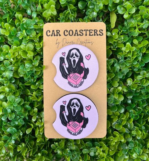 Spooky Phone Call Ghost Face Car Coaster Set of 2 | Scream Face Car Coasters | Horror Movie Car Coasters | Spooky Season | Halloween Decor Scream Face, Forest Theme Wedding, How To Make Coasters, Ghost Face, Forest Theme, Coaster Design, Barbie Dream, Ghost Faces, Cars Movie