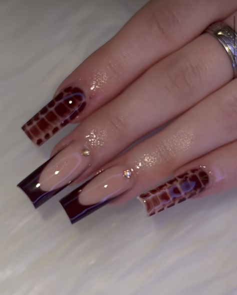 Nail Design Inspo 2024, Nails Short Medium, Long Fall Nail Ideas, Bossy Nails, Cute Brown Nails Acrylic, Cute November Nails Square, Brown Nail Inspo Square, Acrylic Square Nails Ideas, Nail Ideas Graduation