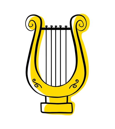 Harp outline musical instrument, vector isolated silhouette, simple hand drawn lyre doodle icon. Lyre Drawing, Harp Drawing, Ancient Drawings, Vector Nature, Doodle Icon, Icon Icon, Homemade Christmas Gifts, Musical Instrument, Greek Gods