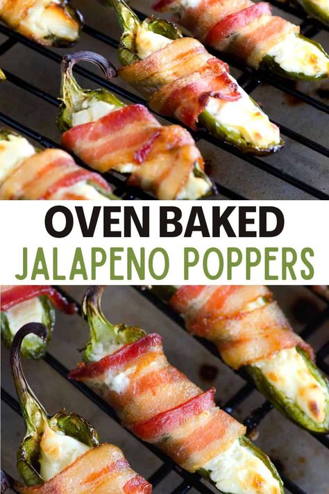 Bacon wrapped jalapeno peppers stuffed with cream cheese is the ultimate game day recipe! Stuffed Jalepeno Peppers, Baked Stuffed Jalapenos, Peppers Stuffed With Cream Cheese, Bacon Wrapped Peppers, Bacon Wrapped Stuffed Jalapenos, Cream Cheese Stuffed Jalapenos, Cream Cheese Stuffed Peppers, Super Bowl Menu, Bacon Jalapeno Poppers