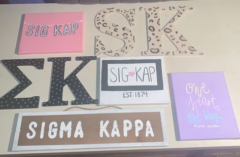 Sigma Kappa Painting, Sigma Kappa Canvas Paintings, Zeta Canvas, Kappa Canvas, Sigma Kappa Canvas, Big Little Crafts, Sorority Social Themes, Sorority Paintings, Canvas Sorority