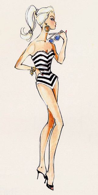 Robert Best Illustration of Barbie Robert Best, Fashion Design Inspiration, Barbie Pictures, Mode Chanel, Fashion Art Illustration, Illustration Sketches, Barbie World, Mode Vintage, Barbie Girl