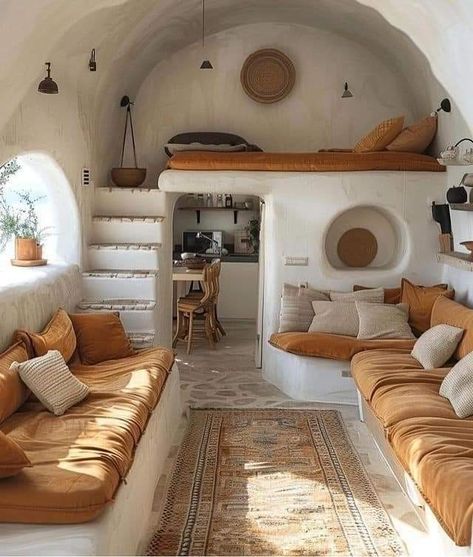 Organic House Interior, Adobe Decor, Cob House Interior, Earth Bag Homes, Adobe Home, Earthship Home, Mud House, Tiny House Nation, Adobe House