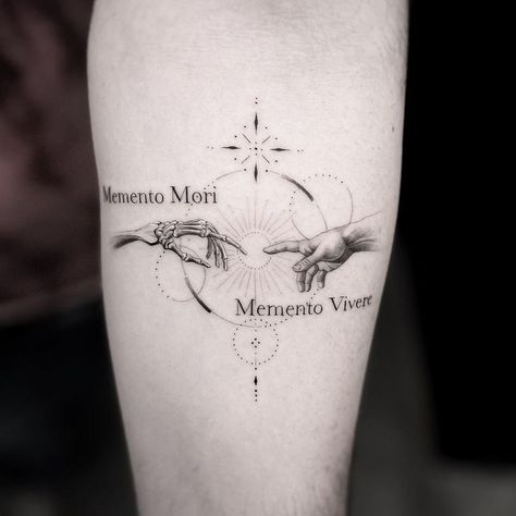 Philosophy Tattoos, Memento Mori Tattoo, Greek Tattoos, Tatuaje A Color, Discreet Tattoos, Elegant Tattoos, Simplistic Tattoos, Minimal Tattoo, Creative Tattoos