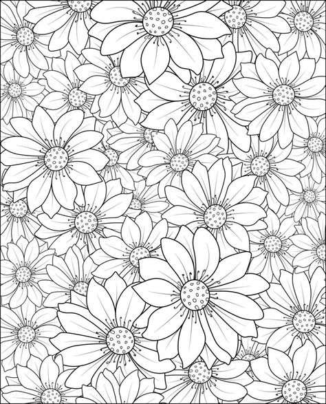 Flower Colouring Pages, Flower Pattern Illustration, Daisy Flower Pattern, Frangipani Flower, Pattern Sketch, Flower Sketch, Pattern Coloring Pages, Detailed Coloring Pages, Mermaid Coloring Pages