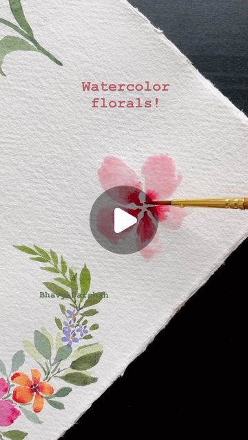 Color Projects, Dyi Art, Paint Tutorials, Watercolour Florals, E Flowers, Watercolor Birthday Cards, Watercolor Beginner, Video Reels, Watercolor Birthday