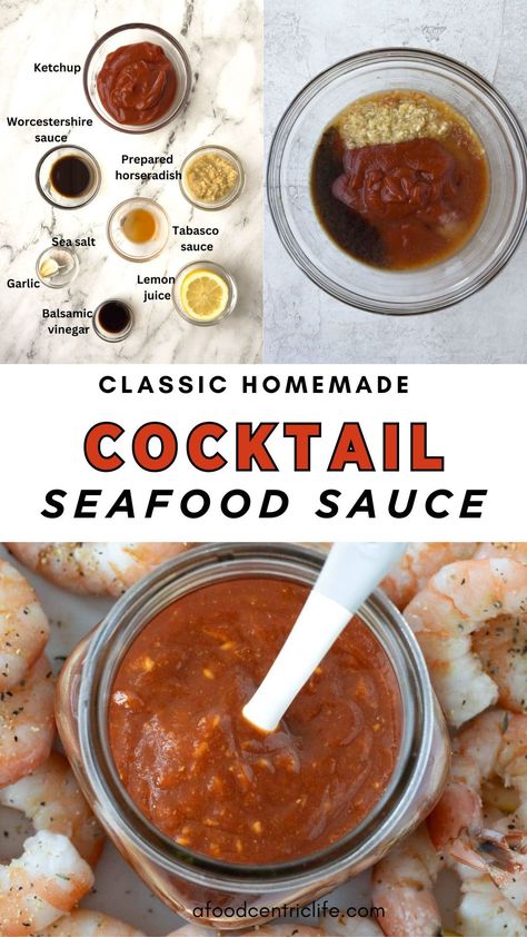 This easy homemade cocktail sauce takes just 5 minutes! Pair it up with chilled shrimp for a classic shrimp cocktail, a go-to appetizer for holidays and get-togethers. You'll never buy cocktail sauce or seafood sauce again. Red Lobster Cocktail Sauce Recipe, Homemade Cocktail Sauce Easy, Cocktail Shrimp Sauce, Cocktail Sauce For Shrimp, Shrimp Cocktail Recipe, Homemade Shrimp Cocktail Sauce, Homemade Cocktail Sauce, Shrimp Cocktail Sauce, Best Sauce Recipe