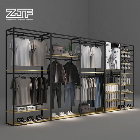 Garment shop wall-mount large iron rack stand display kids clothes wooden display case https://m.alibaba.com/product/60733801175/Garment-shop-wall-mount-large-iron-rack.html?__sceneInfo={"cacheTime":"1800000","type":"appDetailShare"} Clothing Shop Interiors, Shoe Store Design, Store Shelves Design, Clothing Store Displays, Retail Store Interior Design, Clothing Store Interior, Clothing Store Design, Modern Cupboard Design, Store Design Boutique