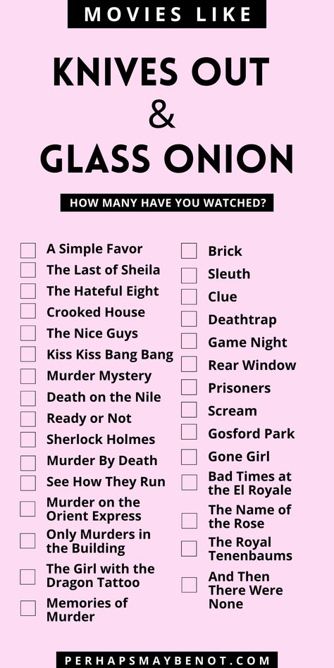 Get ready for a movie experience like no other! 🍿 These mind-blowing films, including Knives Out and Glass Onion, will leave you on the edge of your seat and guessing until the end. 💡 Unravel the mysteries and enjoy these must-watch movies today! 🔍 Sites For Movies, Mystery Movies To Watch List, Best Mystery Movies, Mystery Movies To Watch, Mystery Movies, Knives Out Aesthetic Poster, Must Watch Movies, Spring Movies, Glass Onion Movie Poster