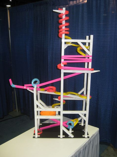 All sizes | The Finished Long Beach Paper Roller Coaster | Flickr - Photo Sharing! Coaster Design Ideas, Paper Roller Coaster, Geometry Project, Cactus Quotes, Maths Fun, Physics Projects, Marble Race, Coaster Projects, Rube Goldberg