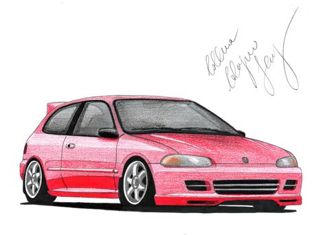 Honda Civic Art, Honda Civic Drawing, 1999 Honda Civic, Honda Civic Car, Civic Car, Honda Civic Hatchback, Civic Hatchback, Honda Civic Ex, Honda (car)