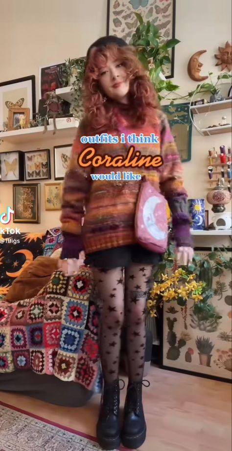 Coraline Core Outfits, Coraline Closet, Coraline Outfit Ideas, Coraline Outfit Aesthetic, Coraline Aesthetic Outfit, Coraline Outfit, Coraline Stuff, Coraline Core, Coraline Movie