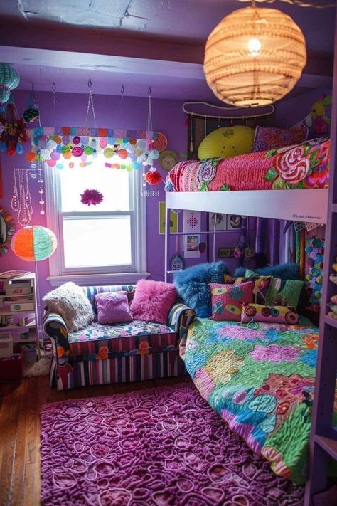 Maximalist Inspiration, Enchanting Bedroom, Best Bedroom Ideas, Girls Room Diy, Colorful Stationery, Cool Kids Bedrooms, Colorful Kids Room, Web Research, Purple Bedroom