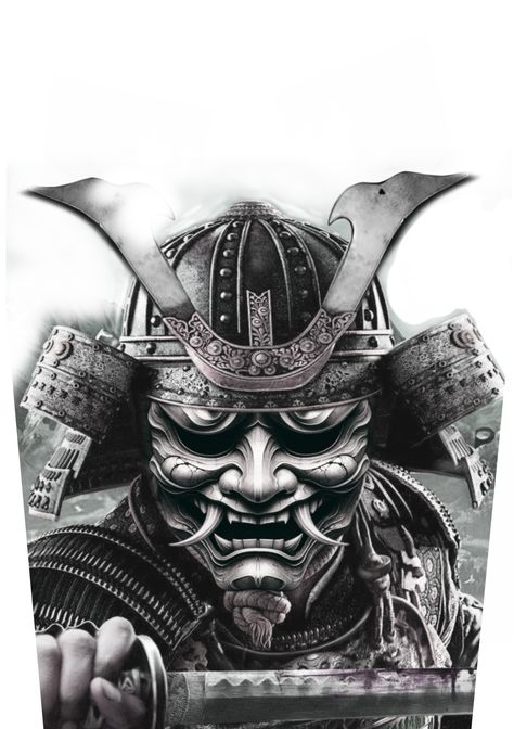 Japan Samurai Tattoo Warriors, Undead Samurai Tattoo, Samurai Swordsman Tattoo, Shogun Tattoo, Samurai Mask Tattoo, Japanese Warrior Tattoo, Japanese Mask Tattoo, Samurai Warrior Tattoo, Geisha Tattoo Design