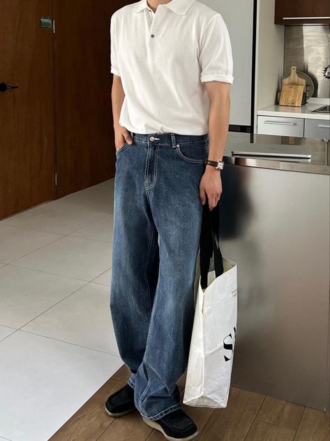 Polo And Jeans Men Outfit, Malaysia Outfit, Long Sleeve Polo Outfit, Mens Aesthetic, Dress Smart, Polo Shirt Outfits, Jeans Outfit Men, Polo Outfit, Cool Outfits For Men