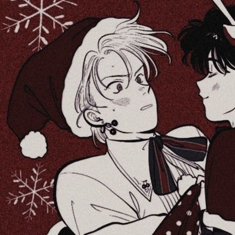 Matching Pfp Couple Christmas, Fishing Christmas, Anime Christmas, Boy X Boy, Avatar Couple, Banana Fish, Christmas Icons, Couples Icons, Match Icons