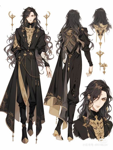 Evil Outfits Male, Fantasy Formal Wear Male Art, Male Fantasy Clothing Design, Male Fantasy Clothing, Clothing Design Sketches, Fashion Drawing Dresses, Fashion Illustration Dresses, Royal Outfits, Anime Dress