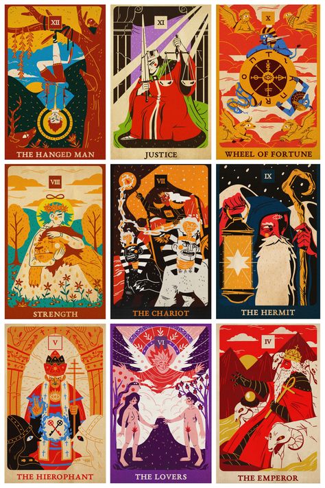 Tarot Cards Characters, Illustrated Tarot Cards, Colorful Tarot Cards, Tarot Illustration Design, Character Card Design, Tarot Card Painting, Tarot Cards Aesthetic, Filipino Design, Tarot Illustration