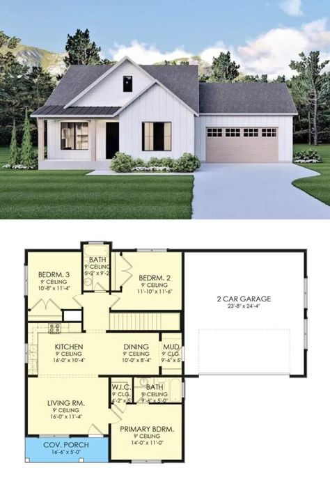 1,200 Sq Ft New American Cottage-Style House Plan with 5 Bedrooms, Front Porch, and Open Living Area Small American House Design, Small House Floor Plans 3 Bedroom, Small American House, Living Area Floor Plan, Cottage With Front Porch, Small Home Floor Plans, House American Style, American House Style, American House Design