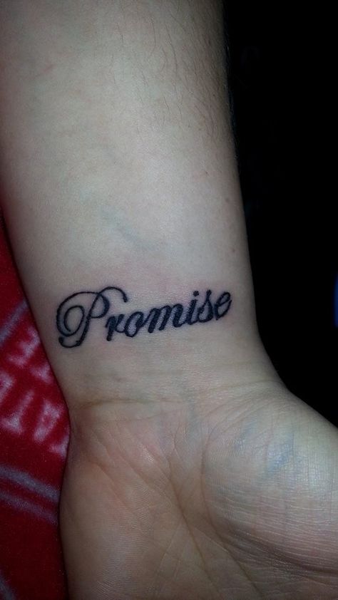 Promise tattoo I got with my mom to signify the 'pinky promise' as the ultimate promise. We couldn't get it on our pinkies so we got it on our wrist. Promise Tattoo Ideas, Tattoos On Wrist, Promise Tattoo, Old Tattoos, Side Tattoos, Stick And Poke, We Got It, Pinky Promise, Forearm Tattoo Men