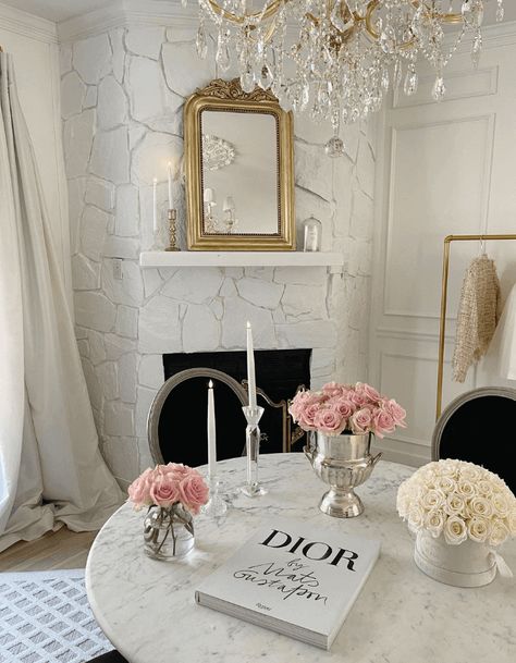 In this chateau inspired home tour, we'll visit the stunning home of Lex Pyfrom and go over her French-inspired home decor. French Glam Decor, Chateaux Wedding, French Modern Decor, Country French Decor, French Details, French Provincial Table, Monochromatic Illustration, French Rustic Decor, Reception Decorations Wedding