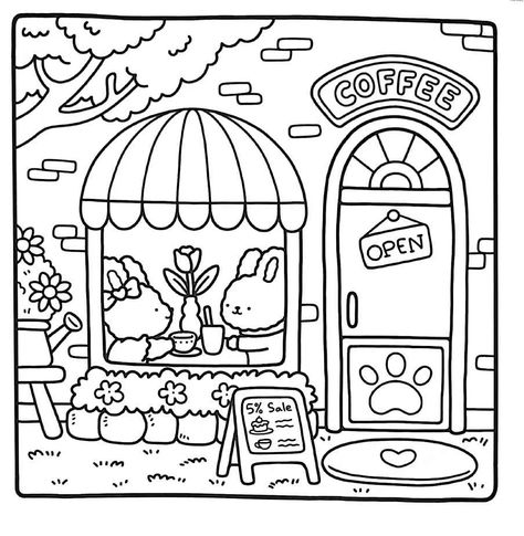 Coco Wyo Cozy Corner, Cocowyo Coloring Pages Printable, Coloring Pages Cozy, Coloring Pages Couples, Cute And Cozy Coloring Pages, Aesthetic Coloring Book, Hygge Coloring Page, Bobby Goods Coloring Page Printable, Coloring Pages For Kids Free Printable