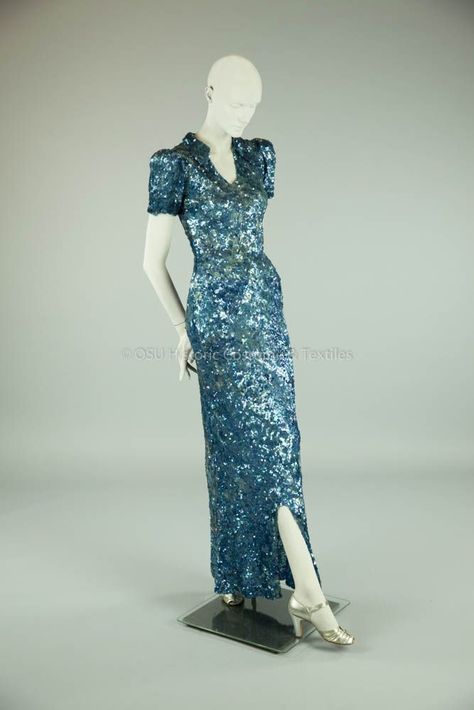 Evening dress, sequins, Coco Chanel designer, French, 1930s 1930s Chanel, 8 House, Vintage Fashion 1930s, Chanel Gabrielle, 1930 Fashion, Vintage Evening Gowns, Long Sequin Dress, 1930's Fashion, Chanel Dress