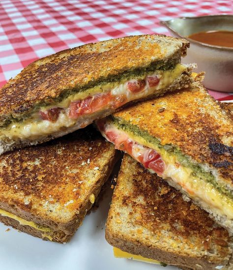 Deluxe Grilled Cheese Restaurant Style Grilled Cheese, Oven Grilled Cheese, Former Grilled Cheese, Oven Grilled Cheese Sandwich, Unique Grilled Cheese, Grownup Grilled Cheese, Kraft Singles, Multi Grain Bread, Pesto Cheese