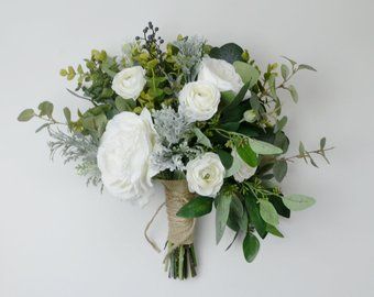 Etsy :: Your place to buy and sell all things handmade Wedding Bouquet Fake Flowers, Wedding Bridesmaid Bouquets, Ivory Wedding Flowers, Greenery Wedding Bouquet, Bridal Bouquet Peonies, Fall Bridesmaids, Rose Bridal Bouquet, Silk Bouquet, Artificial Bouquet