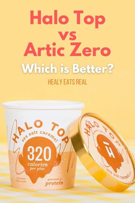 A pint of Halo Top, a high-protein, low-sugar, and low-calorie Ice Cream in sea salt caramel flavor with text overlay that says "halo top vs arctic zero, which is better?" Grain Free Bread Recipe, Real Posts, Whole 30 Dessert, Roasted Vegetable Soup, Cinnamon Benefits, Diy Herbal Remedies, Halo Top, Caramel Topping, Good Sources Of Protein