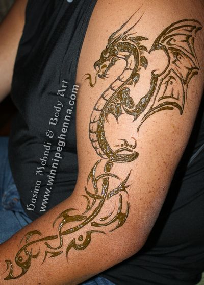 Party & Event henna - henna tattoos and traditional -     Winnipeg Henna     by Hasina Mehndi & Body Art Dragon Tattoo Henna, Dragon Henna, Cute Henna Tattoos, Jagua Henna, Henna Inspired Tattoos, Cute Henna, Evil Tattoos, Mehndi Designs 2018, Henna Tattoo Designs Hand