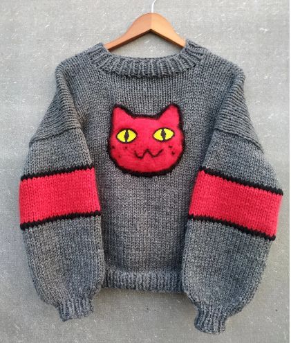 #Marceline inspired Knit Sweater, Marceline Cat Sweater Marciline Sweater, Marceline Cat Sweater Pattern, Marceline Jumper, Marceline Cat Sweater, Marceline Sweater, Cat Sweater Pattern, Mabel Sweater, Vampire Girl, Knit Items