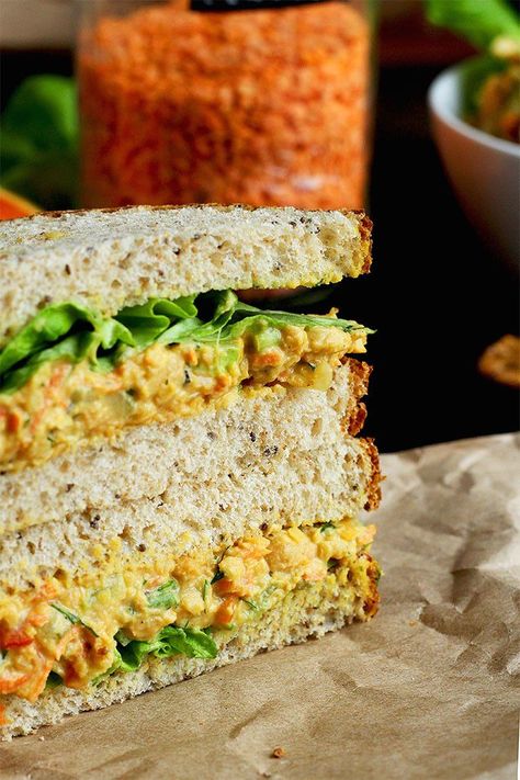 Lentil Chickpea Salad Sandwiches {a.k.a. Vegan "Egg" Salad Sandwiches} - #vegan #glutenfree: Vegan Egg Salad, Chickpea Salad Sandwich, Vegan Egg, Chickpea Salad Recipes, Egg Salad Sandwiches, Salad Pasta, Vegan Lunches, Vegan Burgers, Vegan Eggs