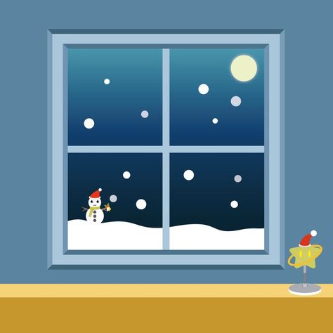 Clud Reef Blue Window Snowy Window Illustration, Window Vector, Snowy Window, Minimalist Cartoon, Window Illustration, Blue Window, Snow Falls, Motion Graphics Inspiration, Graphics Inspiration