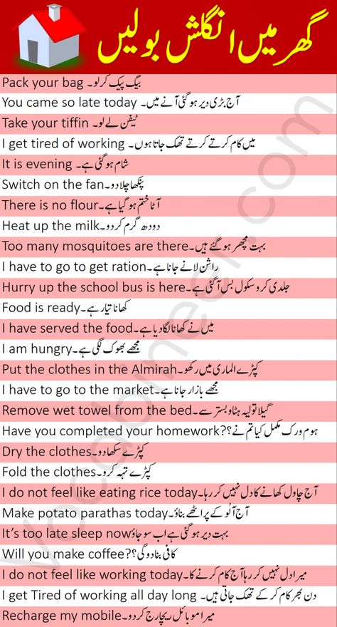 Daily Use English Sentence With Urdu, Urdu To English Translation Sentences, English To Urdu Sentences, Learn To Speak English, English To Urdu, English Speaking Book, Simple English Sentences, Basic English Sentences, English Phrases Sentences