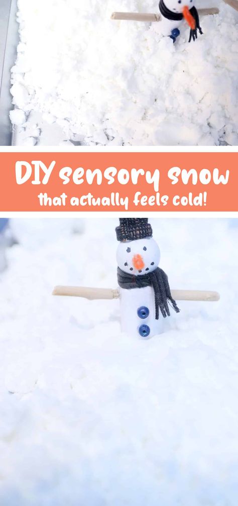 2 Ingredient Fake Snow Recipe - that feels cold! 2 Ingredient Snow, Edible Snow For Toddlers, Snow And Ice Activities For Toddlers, Snow Recipes For Kids, Making Snow With Baking Soda, Snow Day Ideas For Kids, Snow And Ice Crafts For Toddlers, Sensory Snow Recipe, Instant Snow Recipe