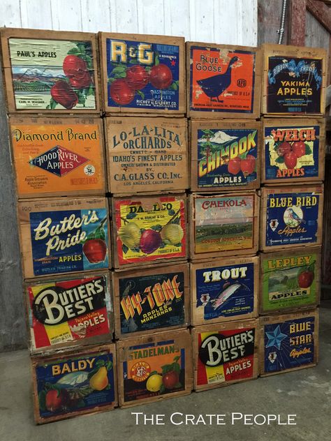 Wood Apple, Vintage Crates, Vegetable Crate Labels, Vintage Wood Box, Vegetable Crates, Vintage Boxes, Wood Apples, Old Crates, Honey Packaging