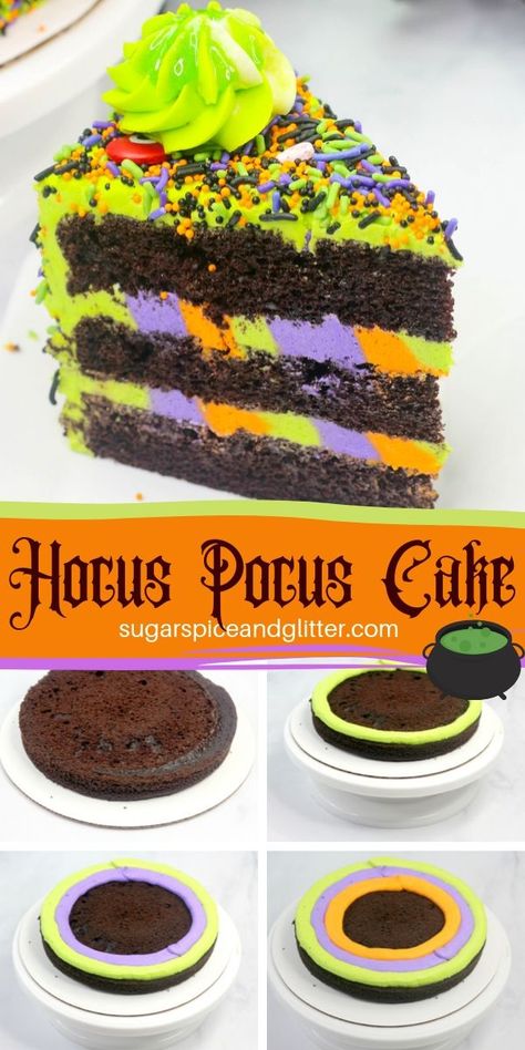 Halloween Layer Cake ⋆ Sugar, Spice and Glitter Hocus Pocus Cake, Halloween Cake Recipes, Deco Cupcake, Halloween Birthday Cakes, Halloween Cake Decorating, Halloween Food Treats, Monster Cake, Halloween Treats Easy, Halloween Sweets