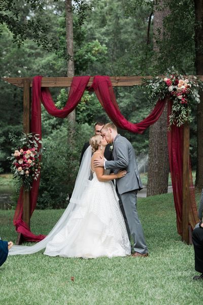 Rustic Burgundy Wedding Ceremony Arbor - A Disney Chic Wedding at Wildberry Farm #disneychicwedding #rusticweddingceremony #rusticwedding #burgundywedding #burgundyweddingflowers #disneyinspiredwedding #fallweddingideas Burgundy Wedding Theme, Wedding Arbour, Wedding Theme Colors, Future Wedding Plans, Ceremony Arch, Amazing Pictures, Sunflower Wedding, Burgundy Wedding, Wedding Mood