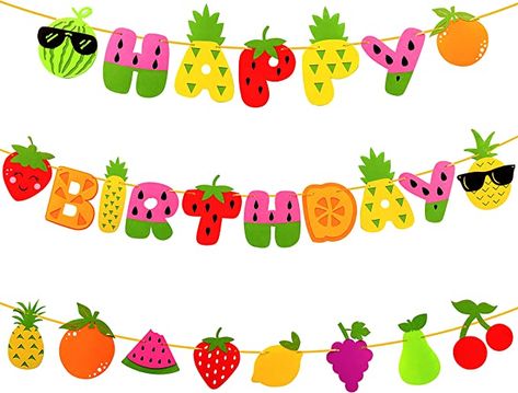 Tutti Frutti Party Decorations, Tiki Party Decorations, Fruit Party Decorations, Tutti Frutti Birthday Party, Tutti Frutti Party, Party Fruit, Fruit Birthday Party, Fruit Birthday, Baby Birthday Themes