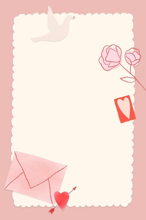 Lovely valentine psd doodle design | Free PSD - rawpixel Love Frame Background, Letter Borders, Valentines Day Border, Romantic Love Letters, Doodle Borders, American Girl Doll Furniture, Valentine Background, Frame Border Design, Romantic Background