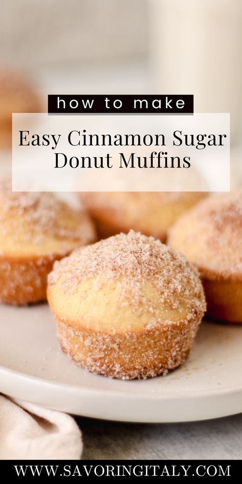 Easy Cinnamon Sugar Donut Muffins- really soft, made from scratch muffins that taste like your favorite old fashioned donut. Rolled in delicious cinnamon and sugar, these muffins are super easy to make! The perfect breakfast or sweet treat with a hot cup of coffee! Also can be made dairy-free! Good morning! I made you some cinnamon sugar donut muffins!I think that muffins are highly underrated in the baking department. Muffins are so easy to put together. Cinnamon Bun Cupcakes, Cinnamon Sugar Muffins, Old Fashioned Donut, Apple Coffee Cakes, Donut Muffins, Cinnamon Sugar Donuts, Scrumptious Food, Sugar Donut, Homemade Applesauce